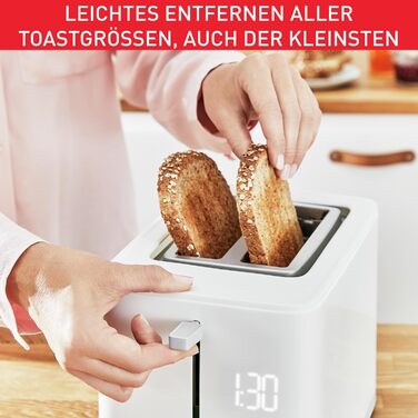 Tefal TT6931 Sense Toaster | 7 Browning Levels | Digital Display | Countdown Timer | Reheat/Defrost | Crumb Tray | Stop Button | White Single
