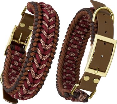 FairPaw Dog Collar Wide Paracord - Sustainable & Handmade - Wide Dog Collar for Large Dogs - Braided Dog Collars - Adjustable Dog Collar, For Medium & Large Dogs, Red S