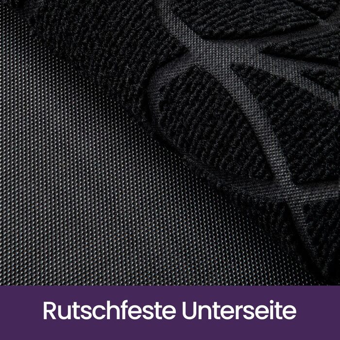 Килимок для дому та вулиці DEXI, 90 x 150 см, чорний, антиковзаючі, миється, для входу, балкону, тераси