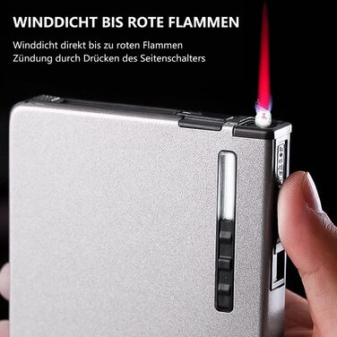 Вишукане екіп для курців: Zigarettenetui CAM2 з феєрверком, автоматичним виштовхуванням та електронним перезаряджуваним запальничкою (20 цигарок, сріблясте скло)