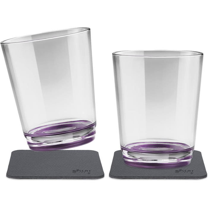 silwy® Non-Slip, Shatterproof Magnetic Drinking Cups (2-Piece Set) in Very Berry color, including two metal Nano-Gel pads for secure placement - perfect for camping and boating