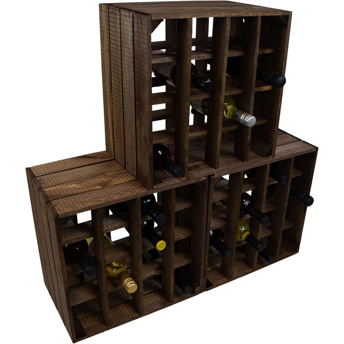 Wine Rack 16er white/natural/flamed Dimensions 40x40x27cm Shelf Box Bottle Rack Wine Rack Apple crate/Wine crate (dark)
