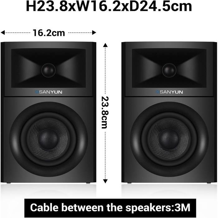 Акустичні колонки Sanyun SW203 4.0 - 60W, 4-Way, DSP, 3D звук, USB/Bluetooth 5.4, AUX, для студії (Пара, Червоний)