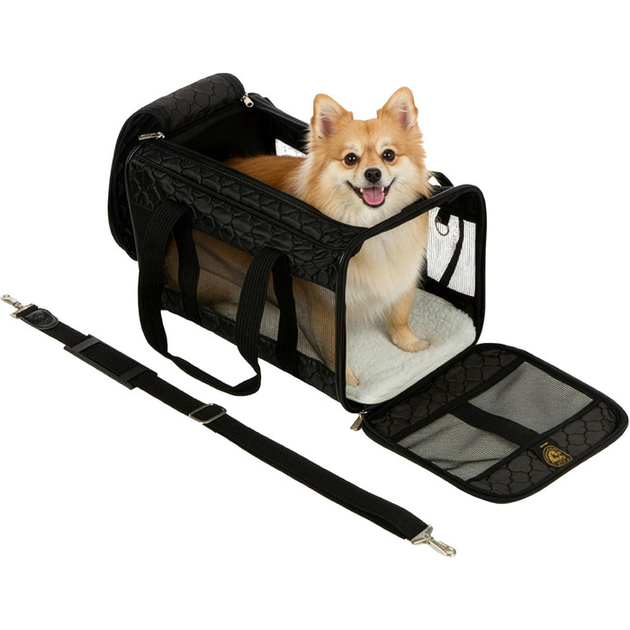 Транспортна переноска для тварин Sherpa Original Deluxe, розмір M (43x28x27 см), чорна, схвалена авіаперевозниками
