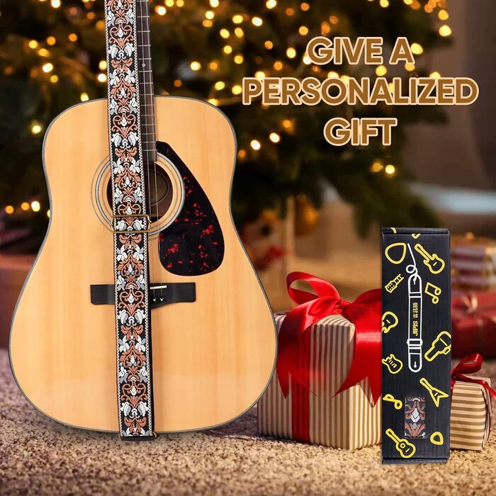 Гітарний ремінь Jacquard з вишивкою з бавовни та шкіряними кінцями для акустичної гітари (Gs-75-4 Retro Jacquard)