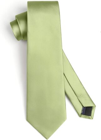HISDERN Комплект краваток для чоловіків: класична однотонна краватка, кишеньковий хустинка та краватки-затискач (одно розмір, салатовий)