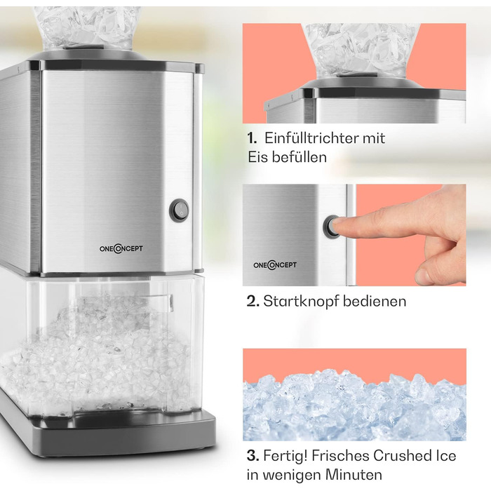 Crushed Ice Machine, Fast Crushed Ice Maker with Catch Basin, Electric Ice Crusher with 3.5L Capacity, Portable Ice Crusher Machine, Crushed Ice Machines for 15kg/h