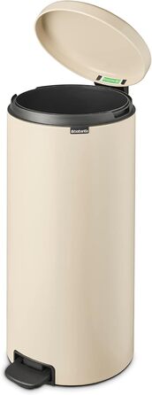 Відро для сміття Brabantia NewIcon 30L з м'яким закриттям, педальним приводом, знімним внутрішнім відром, Soft Beige, 29 x 38 x 68 см