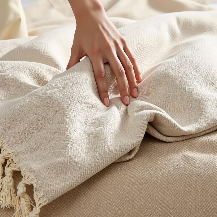 Покривало BOHORIA Tulum XXL 220x240 см, 100% бавовна, Oeko-Tex, двостороннє, для ліжка та дивана, з візерунком, сепія