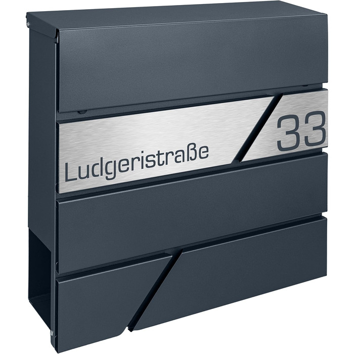 Поштовий ящик з газетницею з нержавіючої сталі, настінний, з замком та відділенням для преси - лазерне гравіювання (Модель 3)