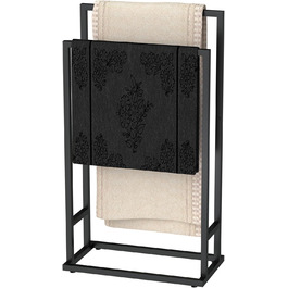 Підставка для рушників на підлозі, металева, з 2 перекладинами, чорна, для ванної кімнати, стабільна, економна