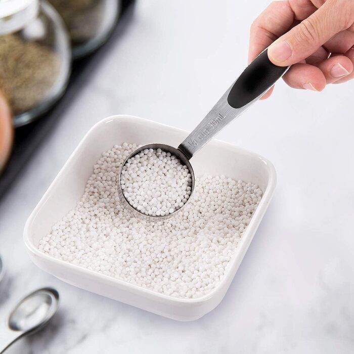 EDELIN Measuring Cups and Magnetic Measuring Spoons, Stainless Steel, 5 Cups and 7 Spoons (black)