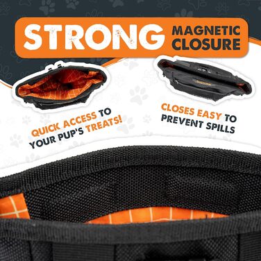 Сумка для ласощів Mighty Paw для собак: навчання та тренування | Зручна сумка для ласощів на руці для собак | Оранжево-чорна