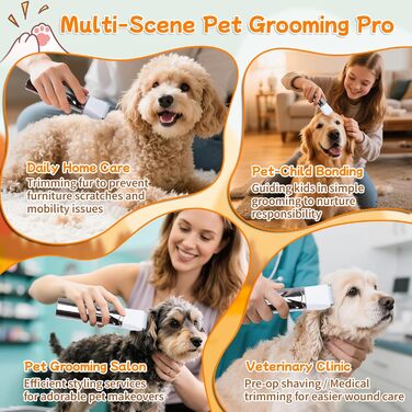 Набір машинок для стрижки собак Ninonly 4-в-1 Тиха, акумуляторна машинка для собак та котів з 4 насадками для тіла, лап, очей, вух. Тример для лап собак (Gunmetal)