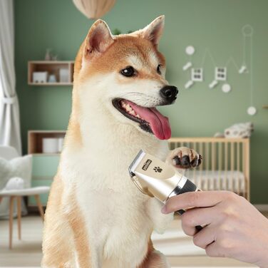 Професійна машинка для стрижки собак Nobleza Leise - набір для грумінгу, акумуляторна, 2 швидкості, для густого, довгого та кучерявого хутра, подарунковий набір (щітка, ножиці)