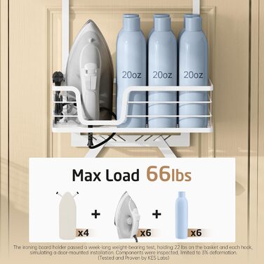 Підвіска для прасувальної дошки KES з корзиною, без свердління, біла (HIR500A-WH)