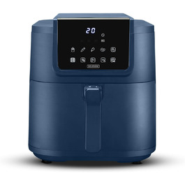 Фритюрниця повітряна BOURGINI з керамічним покриттям, 8 л, блакитна. Безпечна для здоров'я, не містить шкідливих речовин (PFAS, C6, PFHxA, PTFE, PFOA та BPA). Компактний формат.