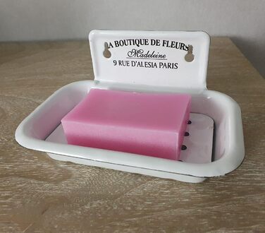 Haus Ambiente Soap Dish from Enamel Soap Tray, Enameled Steel Sheet, White, 8x16x10cm