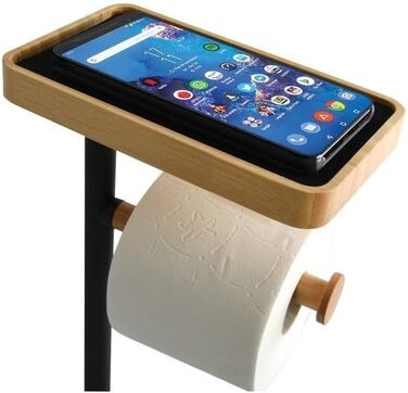 Набір для ванної кімнати Teiki 4в1: щітка для унітазу, тримач рулонів, тримач для вологих серветок та смартфон, бамбук, чорний