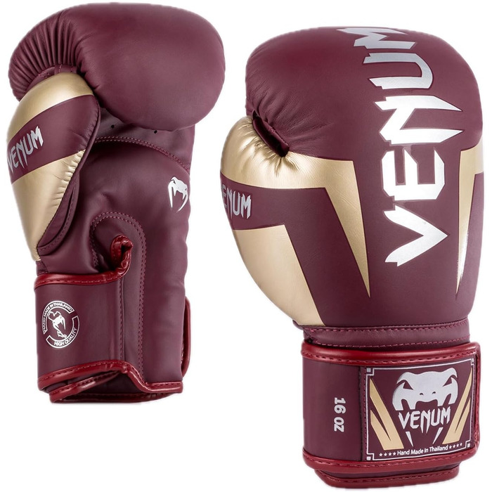 Боксерські рукавички Venum Elite Бордовий/Золотий 14 Oz