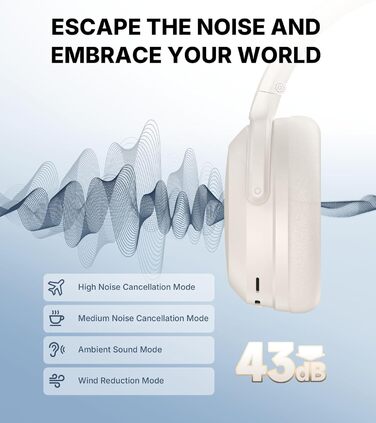 Edifier WH700NB Pro: Бездротові навушники з активним шумозаглушенням (-43dB), Hi-Res Audio, Bluetooth 5.4, AI-дзвінки, швидка зарядка, складні - (Кремовий)