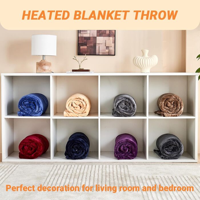 Електрична ковдра з підігрівом 130x180 см з автовимкненням, 10 температурних режимів, захист від перегріву, машинне прання, для холодних ночей, темно-сіра