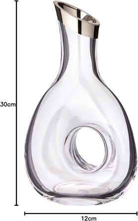 EDZARD Decanter Carafe Gordon, mouth-blown crystal glass with platinum rim, wine decanter for red wine, height 30 cm, capacity 1.2 liters