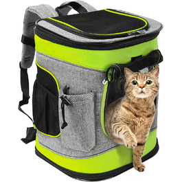 Рюкзак для тварин Kritter Planet з сітчастими вікнами, дихаючий та складаний, для собак та котів, знімний килимок, для походів, їзди на велосипеді, активного відпочинку, 7 кг, зелений