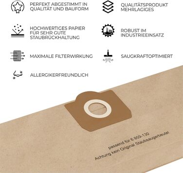 Фільтр для пилососа Kärcher (12 мішків + 1 фільтр) - сумісний з WD3, WD2, WD 3, WD1, MV3, MV2, NT, KNT, K A SE, VC. Замінник 6.414-552.0, 6.414-772.0, 6.414-547.0. Для алергіків