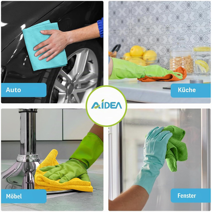 Серветки з мікрофібри для прибирання AIDEA, універсальні ганчірки для вікон та посуду, 30x30 см, багатоколірні, 100 шт.
