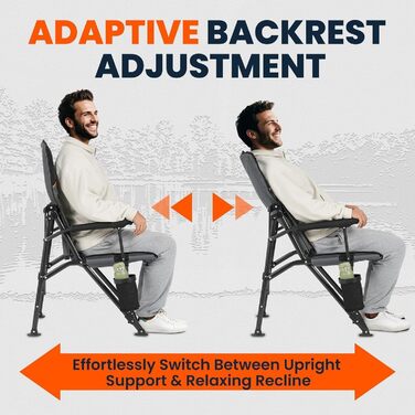 Кемпінговий стілець OVERMONT з високою спинкою, складний, з підголівником - до 226 кг - для пікніка, походу, саду