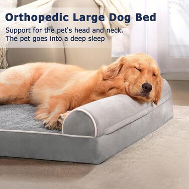 WESTERN HOME Dog Bed Dog Basket Large Dogs Orthopedic Dog Bed Dog Sofa Waterproof 106x76x10cm Dog Beds with Washable Cover Dog Basket Large Dogs, Grey