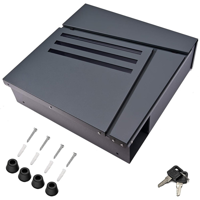 Поштовий ящик Verda з газетницею, нержавіюча сталь, антрацит, 37x37x11 см - сучасний вуличний поштовий ящик з ключем та оглядовим вікном