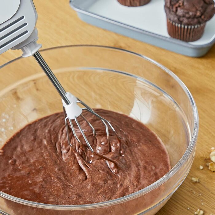 Міксер Bosch CleverMixx MFQ24200: 400 Вт, білий, з набором насадок (2 вінчики, 2 гаки), нержавіюча сталь, 4 швидкості, турбо-режим, легкий, тихий, для кухні