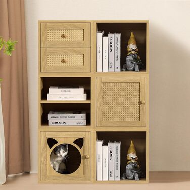 Magic DIY Cube Storage Organizer, Stackable Cubes for Home, Books, Clothes, Toys, Modular Storage System, Closet Organizer, Bookshelf, Closet (French (Yellow Oak, General Cube))