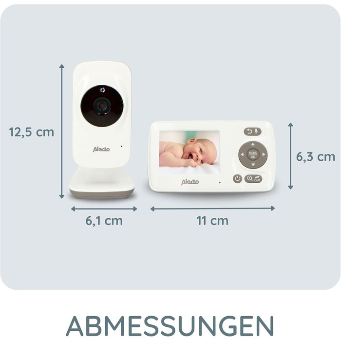 Відеоняня Alecto DVM-64 з функцією зв'язку, нічним баченням, поворотною камерою та великою дальністю дії (біла)