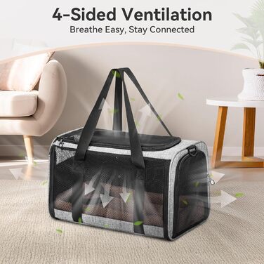 Транспортна переноска для кота/собаки Petsfit - складана переноска для авто, сіра, M (45,5 x 28 x 28 см)