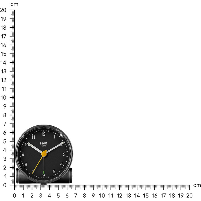 Braun Classic Analog Alarm Clock with Snooze Function and Light, Silent Quartz Movement, Crescendo Alarm in Black, Model BC01B.