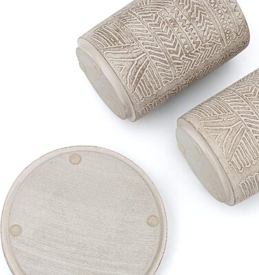 Набір аксесуарів для ванної кімнати Creativefine з дерева, 3 шт: дозатор мила, мильниця, тримач для зубних щіток (ретро-рельєфний візерунок)