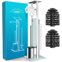 Stainless Steel Toilet Paper Holder Set with Brush and Storage - Premium WC Accessory Kit