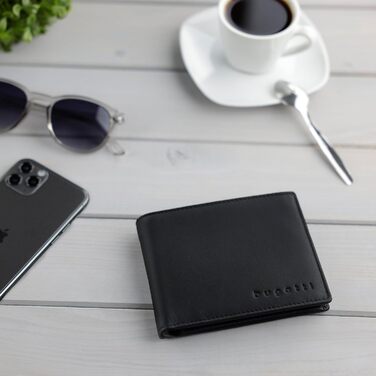 Bugatti Lima Wallet for Men, Genuine Leather, Black Crossbody Wallet