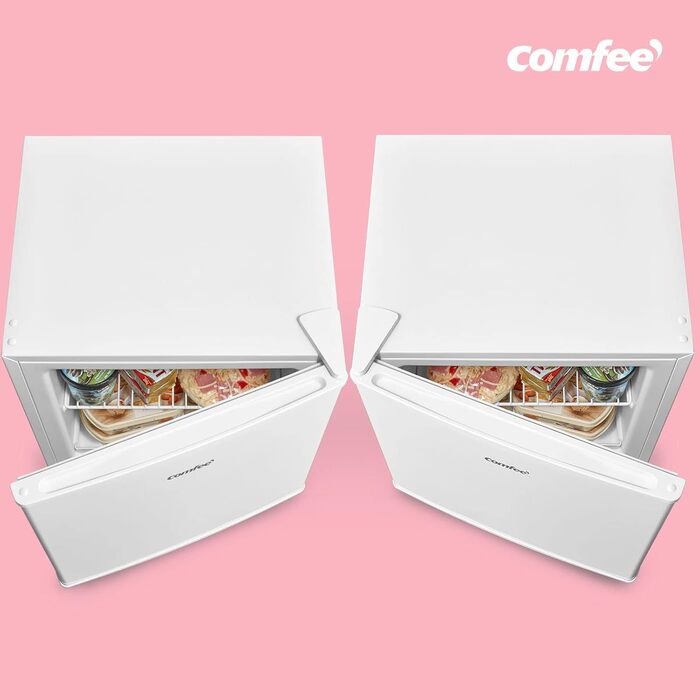 Mini холодильник Comfee RCD50WH2(E) 43L з відділенням для льоду, білий. Холодильник для кімнати та офісу, швидке охолодження, регулювання температури, енергоефективний (F)