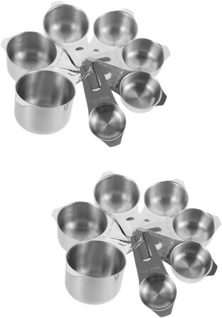 Cieeo 2-piece measuring cup and spice set. Large measuring cup, easy to use, schnapps cup, gold ladle, measuring cup for measuring, teacup, stainless steel, silver.