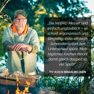 Кухонний ніж шеф-кухаря NYORD з дамаської сталі, 20 см, ергономічна ручка з паккавуду