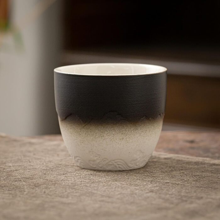 Японська чашка для чаю TEANAGOO з кераміки, 205 мл, темно-сіра, H4. Набір чашок для чаю, японський стиль, азіатський дизайн.