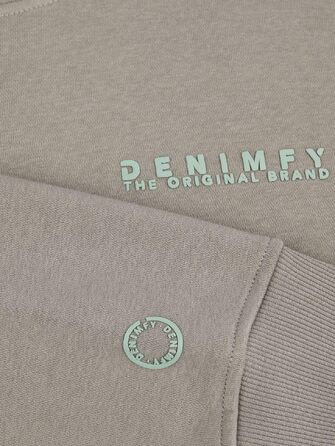 Чоловічий худі Oversize DENIMFY DFMaxim з принтом, бавовняний світшот з капюшоном, колір Taupe-mineral Green, розмір XXL