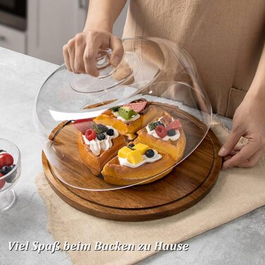 Тортене плата ANBOXIT з підставкою, тортовий стійка, таця для тортів з кришкою, тортовий дзвін з акрилу, дерев'яний стійка для тортів з кришкою.