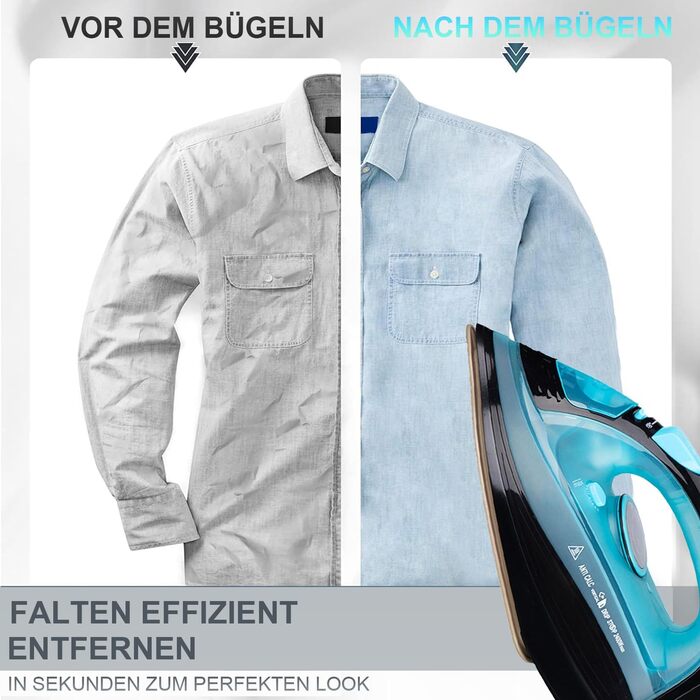 Пароочищувач для одягу бездротовий 2400 Вт з керамічною підошвою, функцією вертикального прасування, захистом від накипу та самоочищенням, блакитний