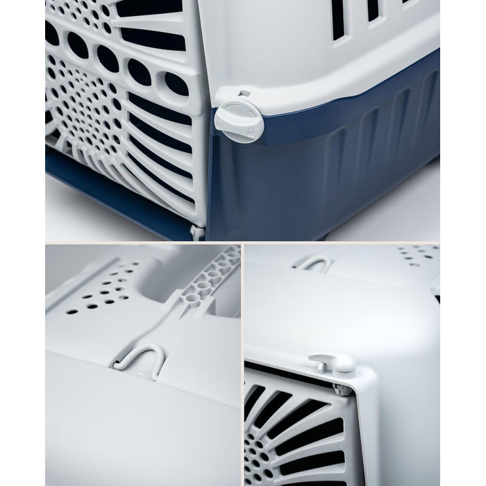 Транспортний бокс для собак Lionto, 55x36x36 см, з ручкою, для собак та котів, до 15 кг, синій