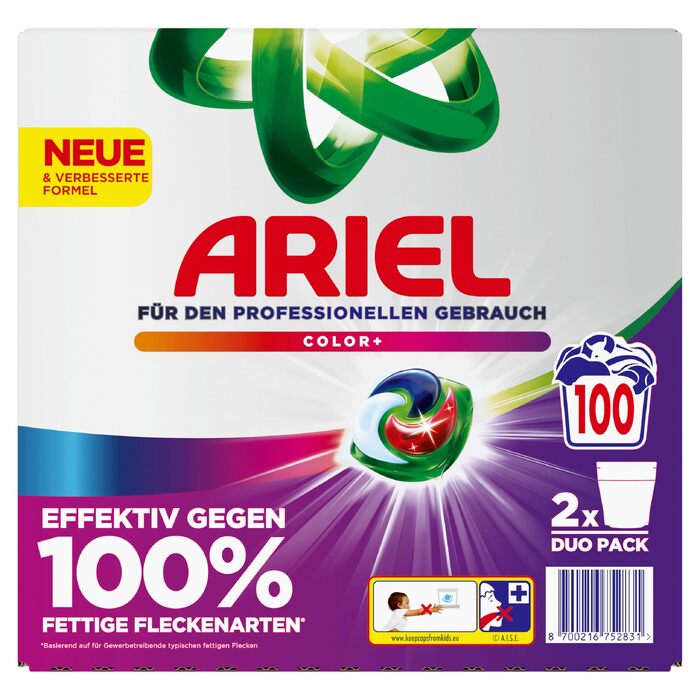 Капсули для прання Ariel Professional All-in-1 Pods Color+ для кольорових речей, проти жирних плям, професійні